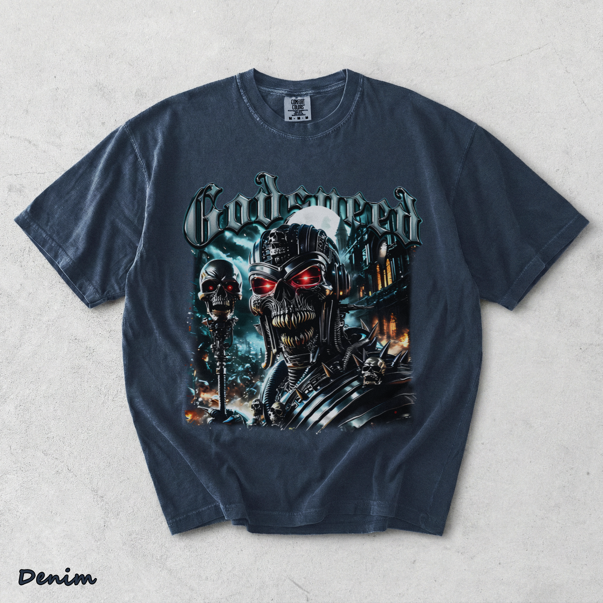 Godspeed Skull Tee - Denim mockup