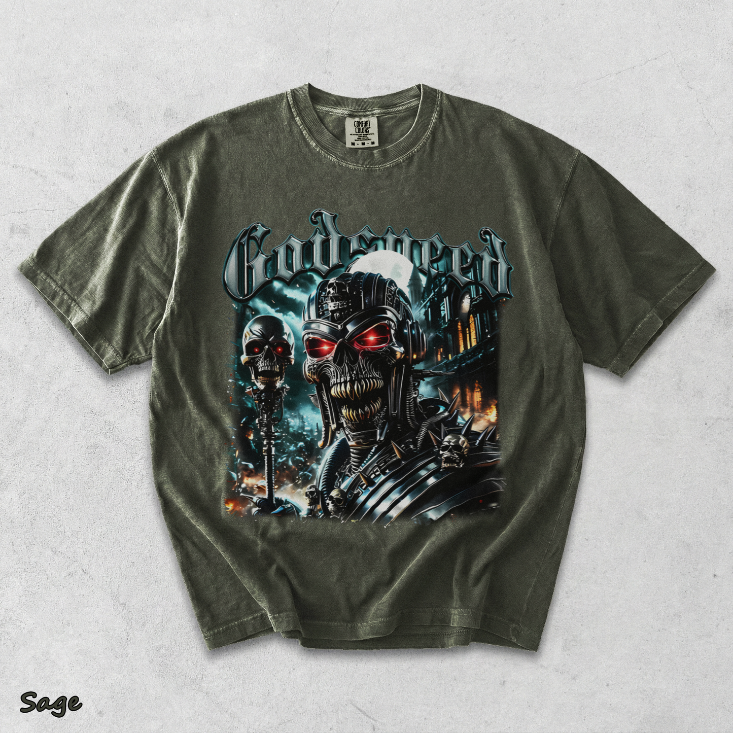 Godspeed Skull Tee - Sage mockup