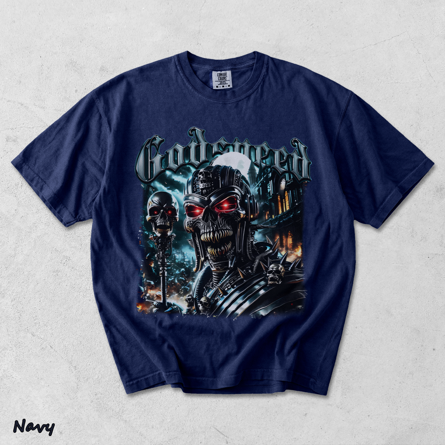 Godspeed Skull Tee - True Navy mockup