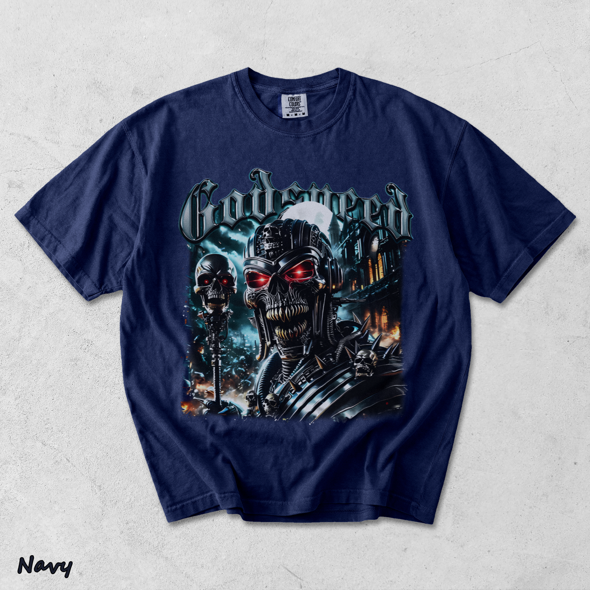 Godspeed Skull Tee - True Navy mockup