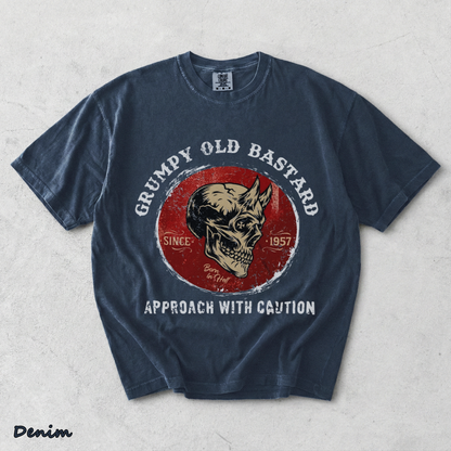 GRUMPY OLD BASTARD APPORACH WITH CAUTION Nemo black - Denim mockup