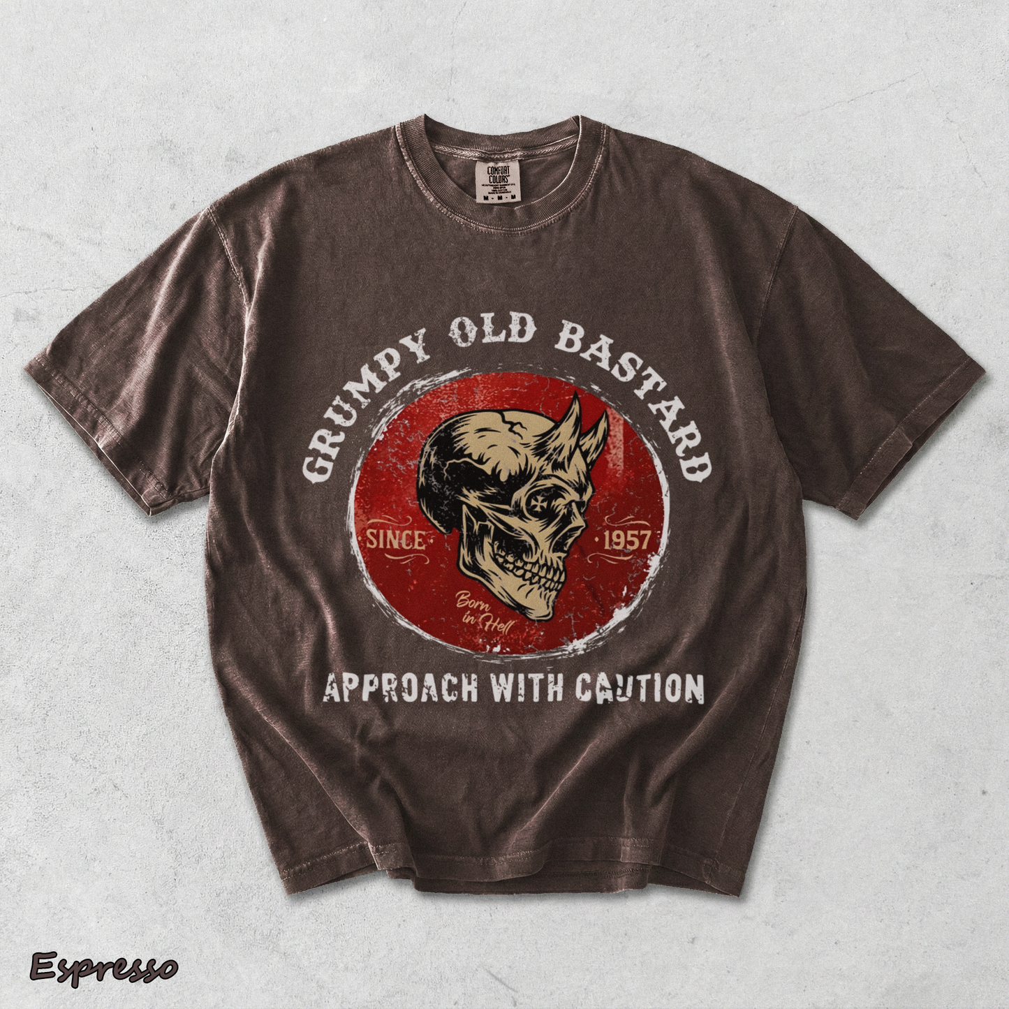 GRUMPY OLD BASTARD APPORACH WITH CAUTION Nemo black - Espresso mockup