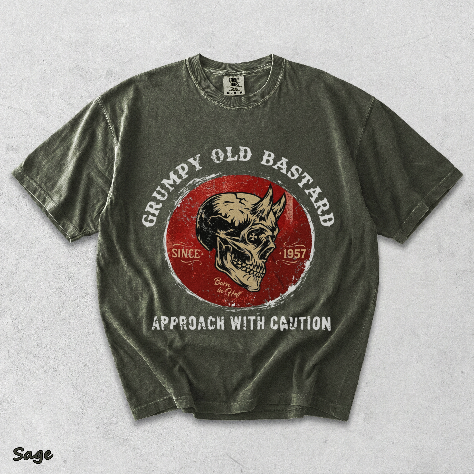 GRUMPY OLD BASTARD APPORACH WITH CAUTION Nemo black - Sage mockup