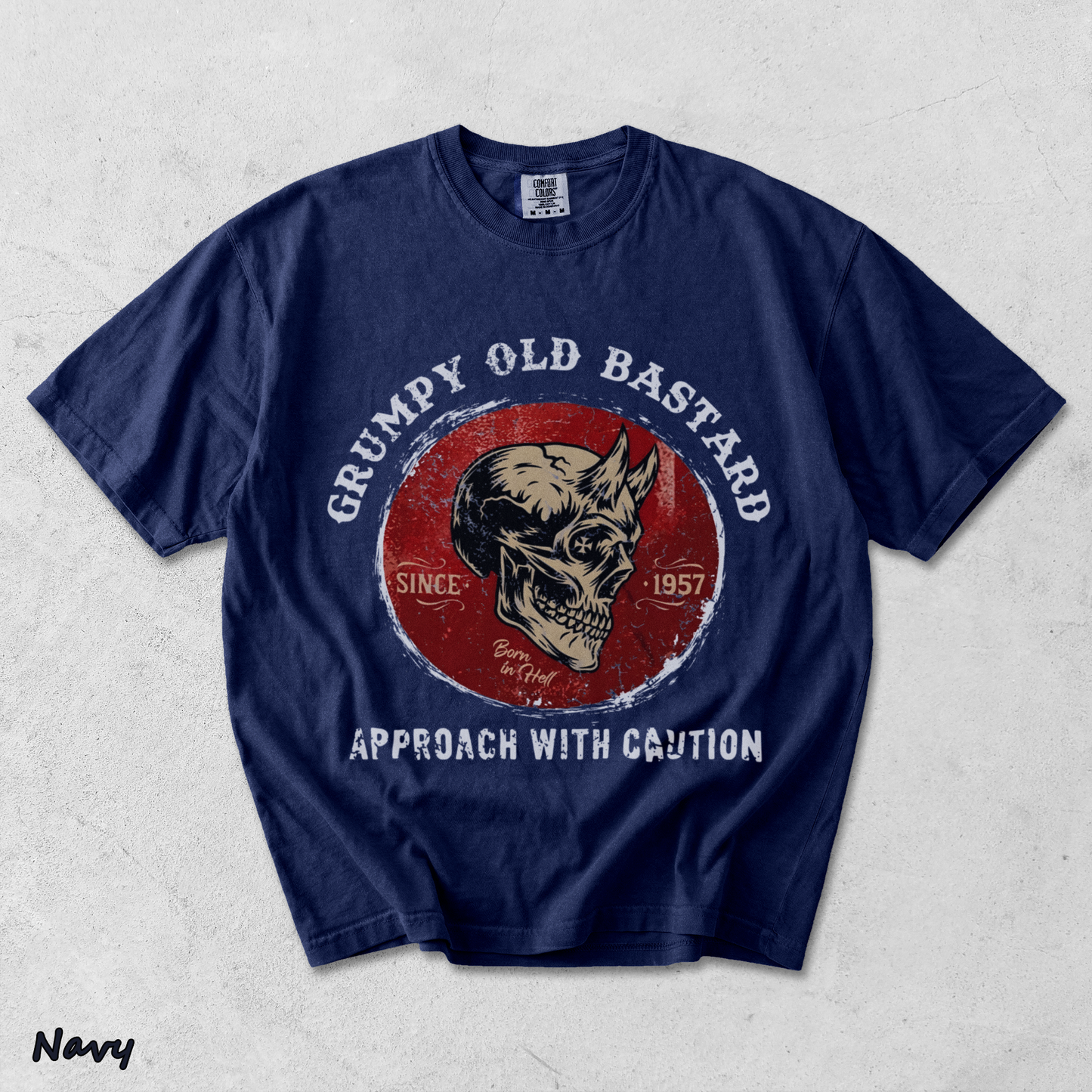 GRUMPY OLD BASTARD APPORACH WITH CAUTION Nemo black - True Navy mockup