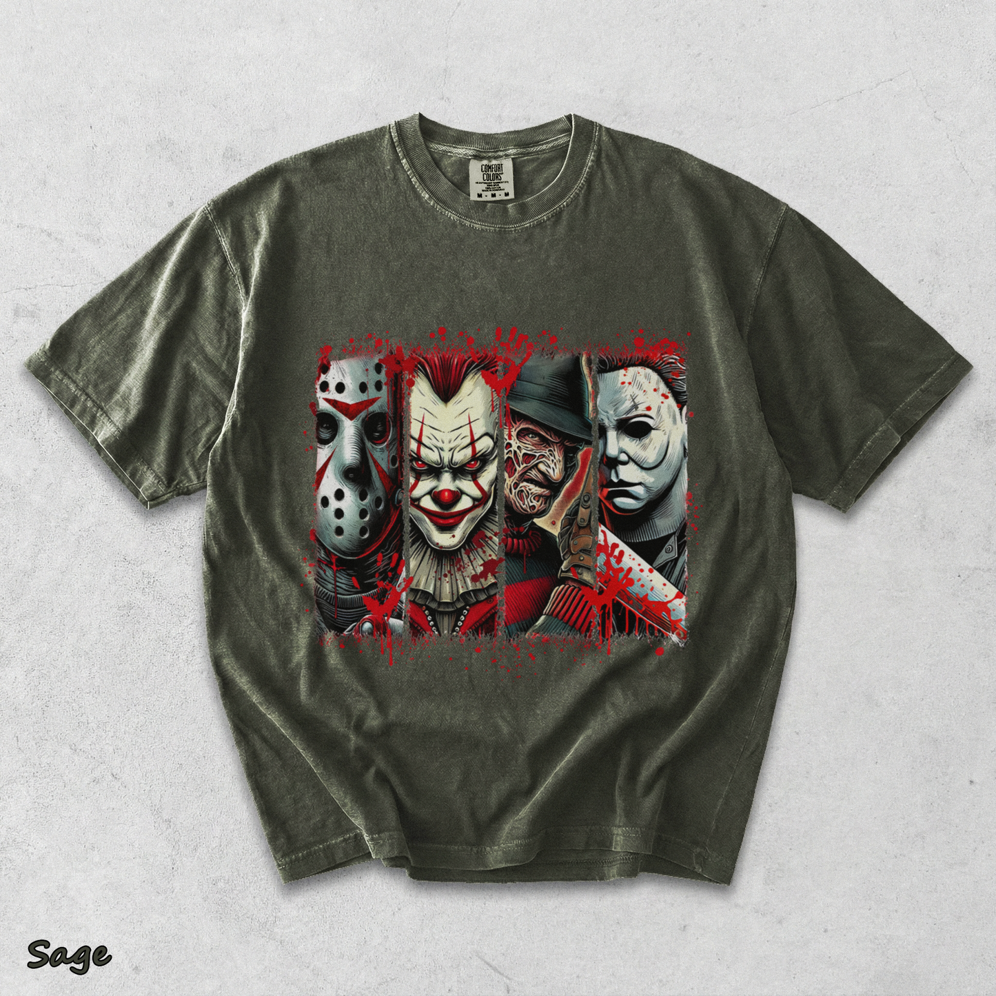 Halloween Horror T-Shirt - Sage mockup