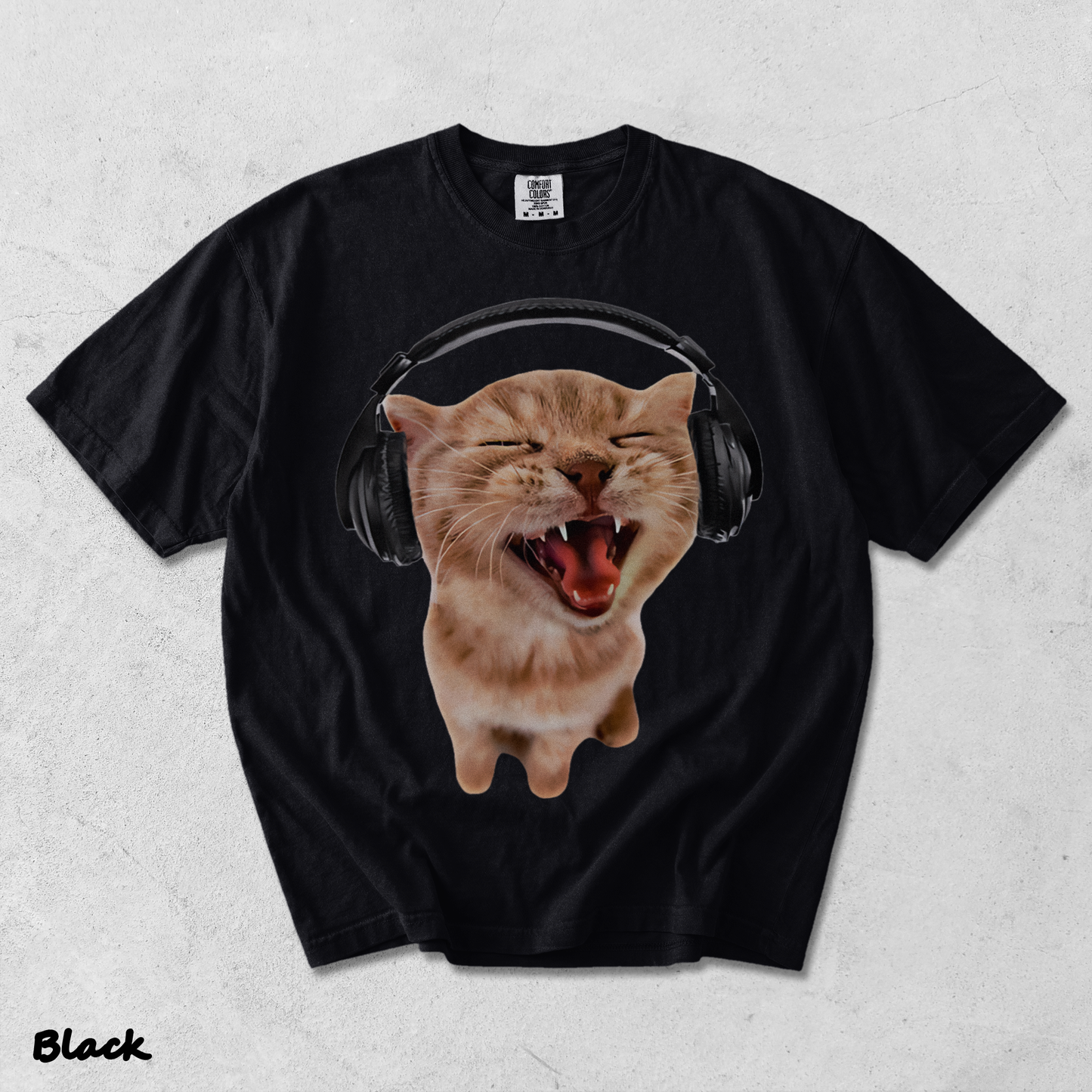 Happy Cat Headphones - Black mockup