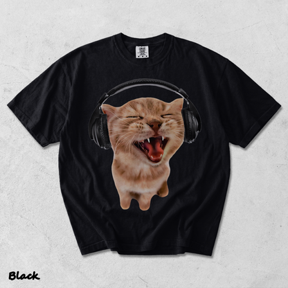 Happy Cat Headphones - Black mockup
