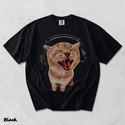 Happy Cat Headphones - Black mockup
