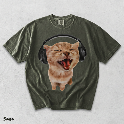 Happy Cat Headphones - Sage mockup