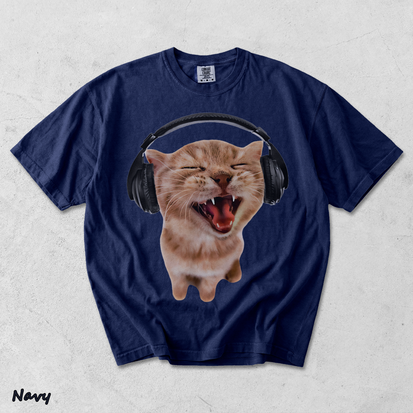 Happy Cat Headphones - True Navy mockup