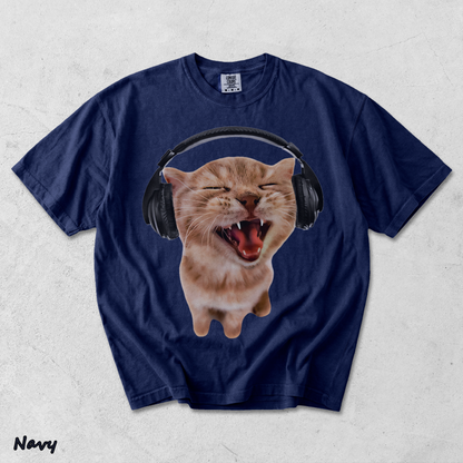 Happy Cat Headphones - True Navy mockup