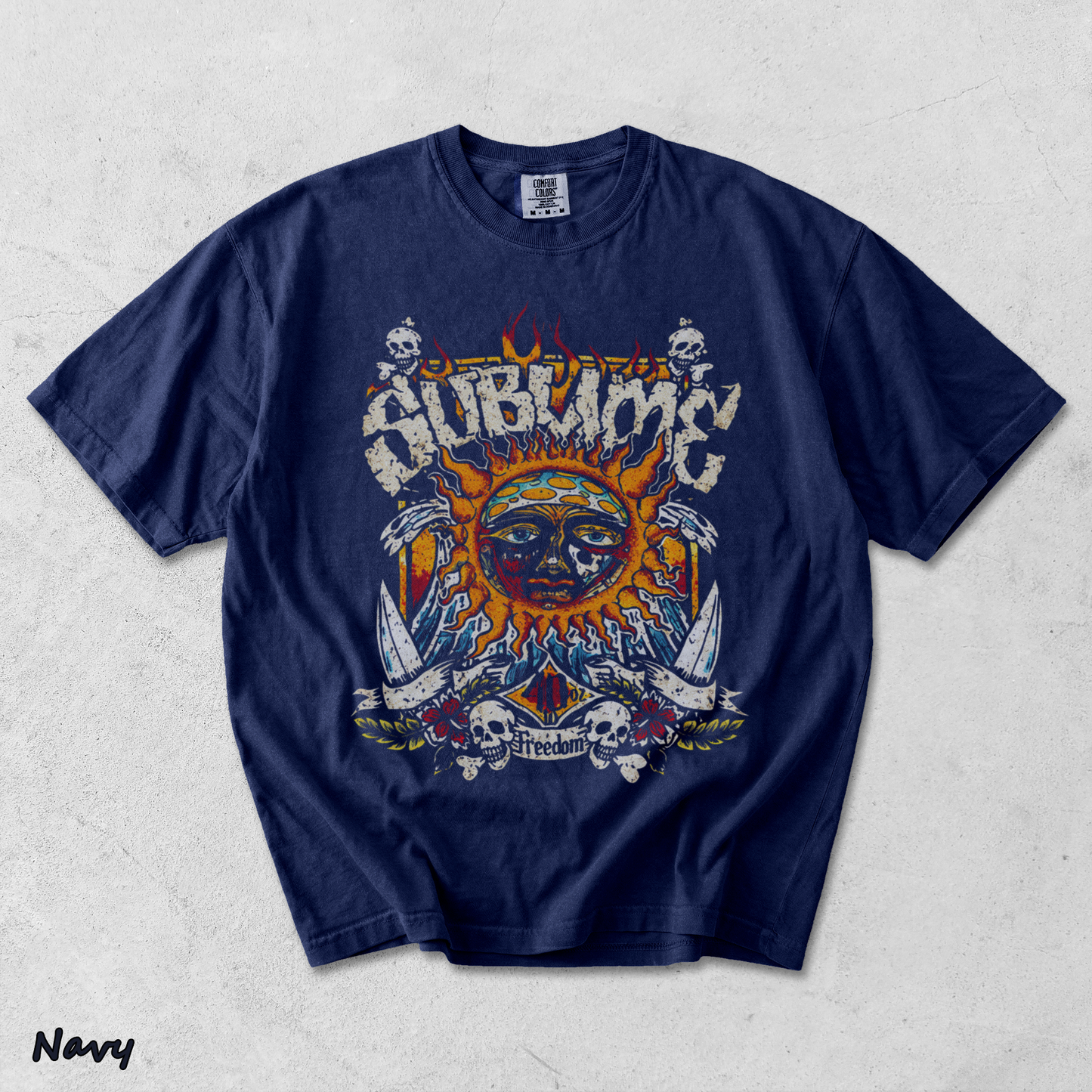 Holafish Vintage Sun pattern - True Navy mockup