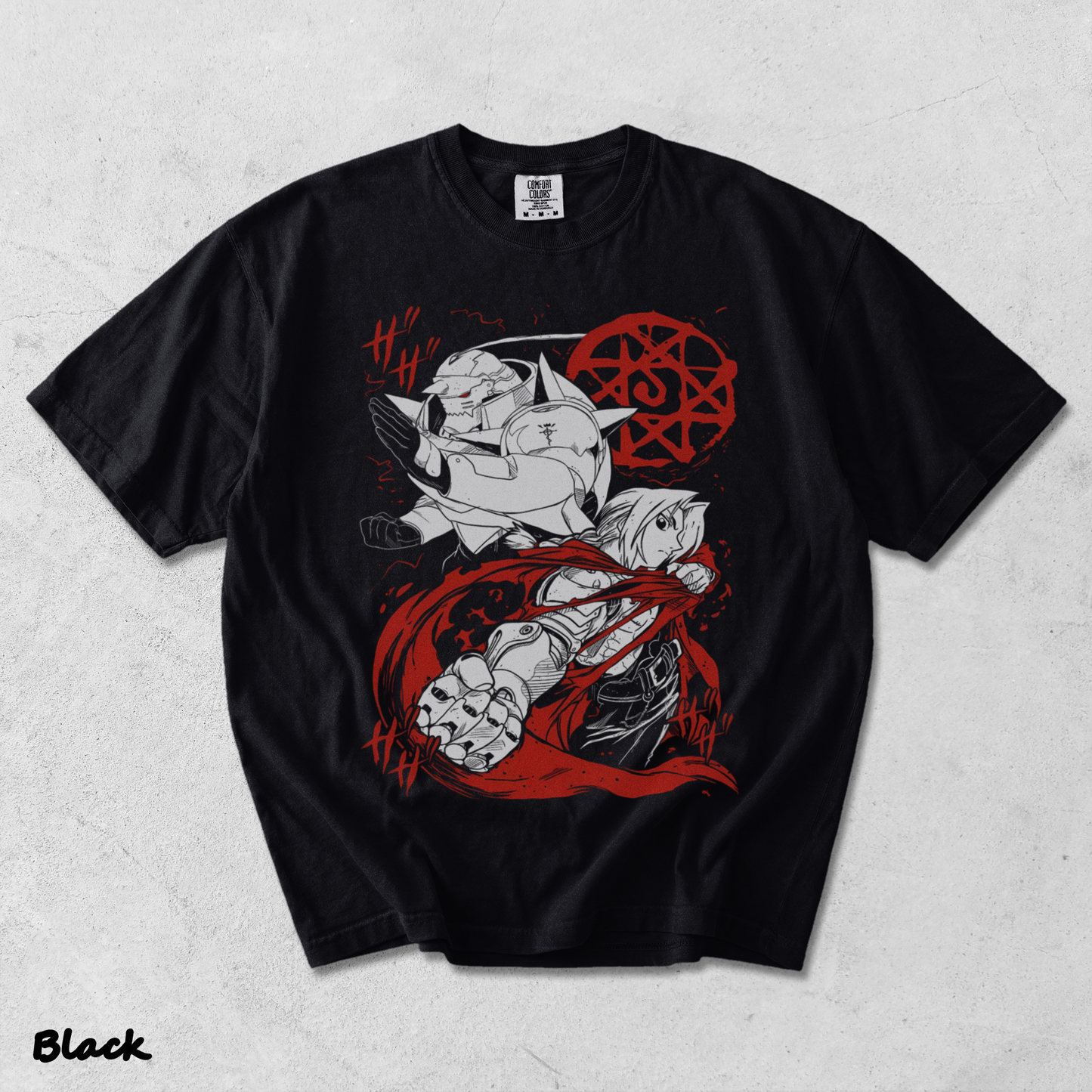 Home - Fullmetal Alchemist T-Shirt Brotherhood Alphonse Elric Black Shirt Tee All Size[L] - Black mockup