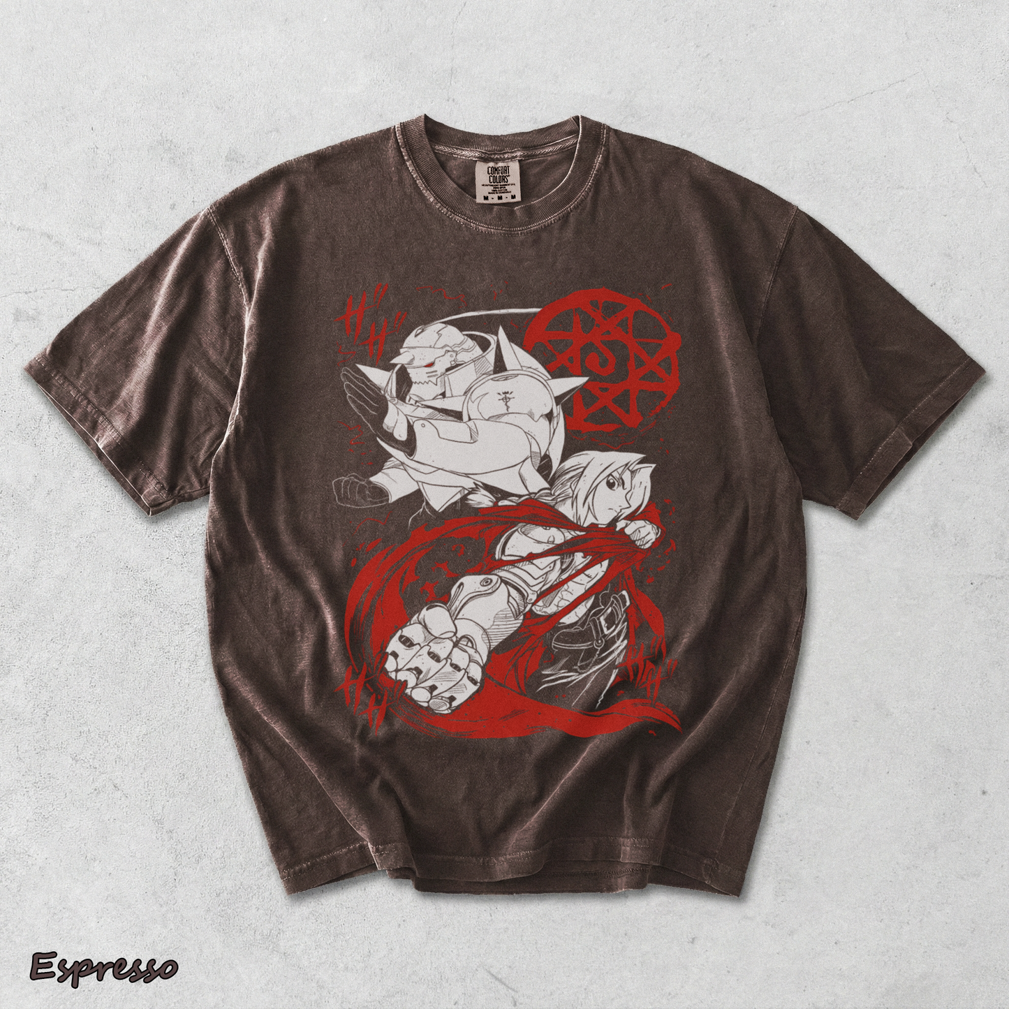 Home - Fullmetal Alchemist T-Shirt Brotherhood Alphonse Elric Black Shirt Tee All Size[L] - Espresso mockup