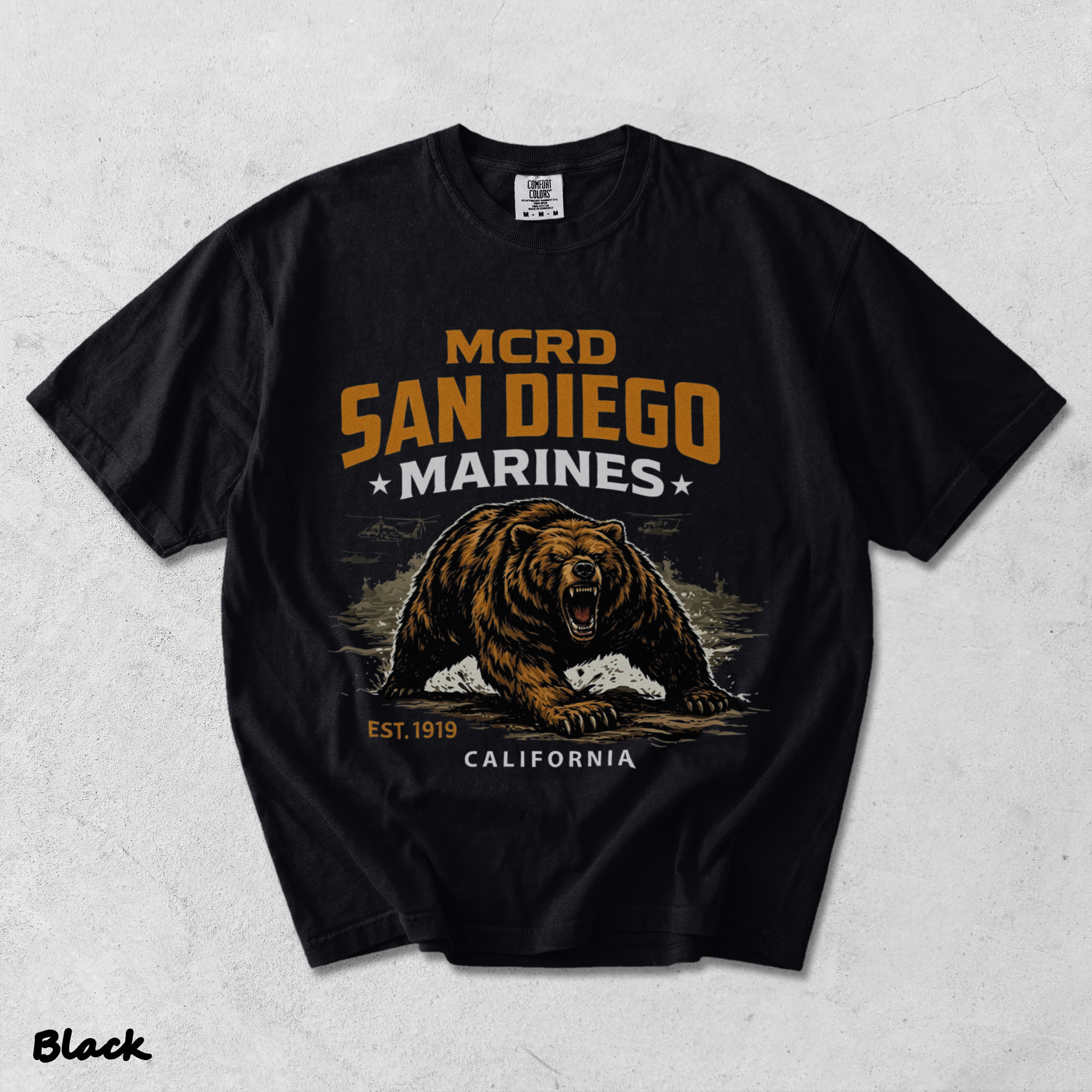 Howitzer MCRD San Diego Marines Growling Bear - Black mockup