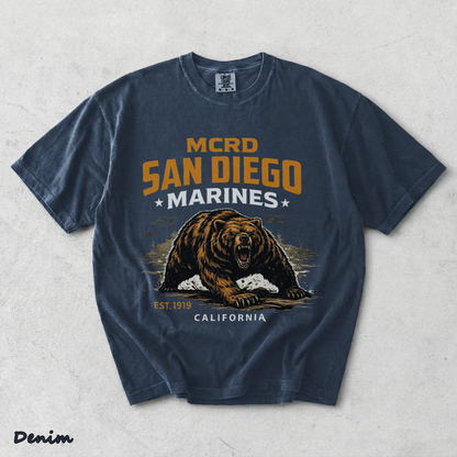 Howitzer MCRD San Diego Marines Growling Bear - Denim mockup