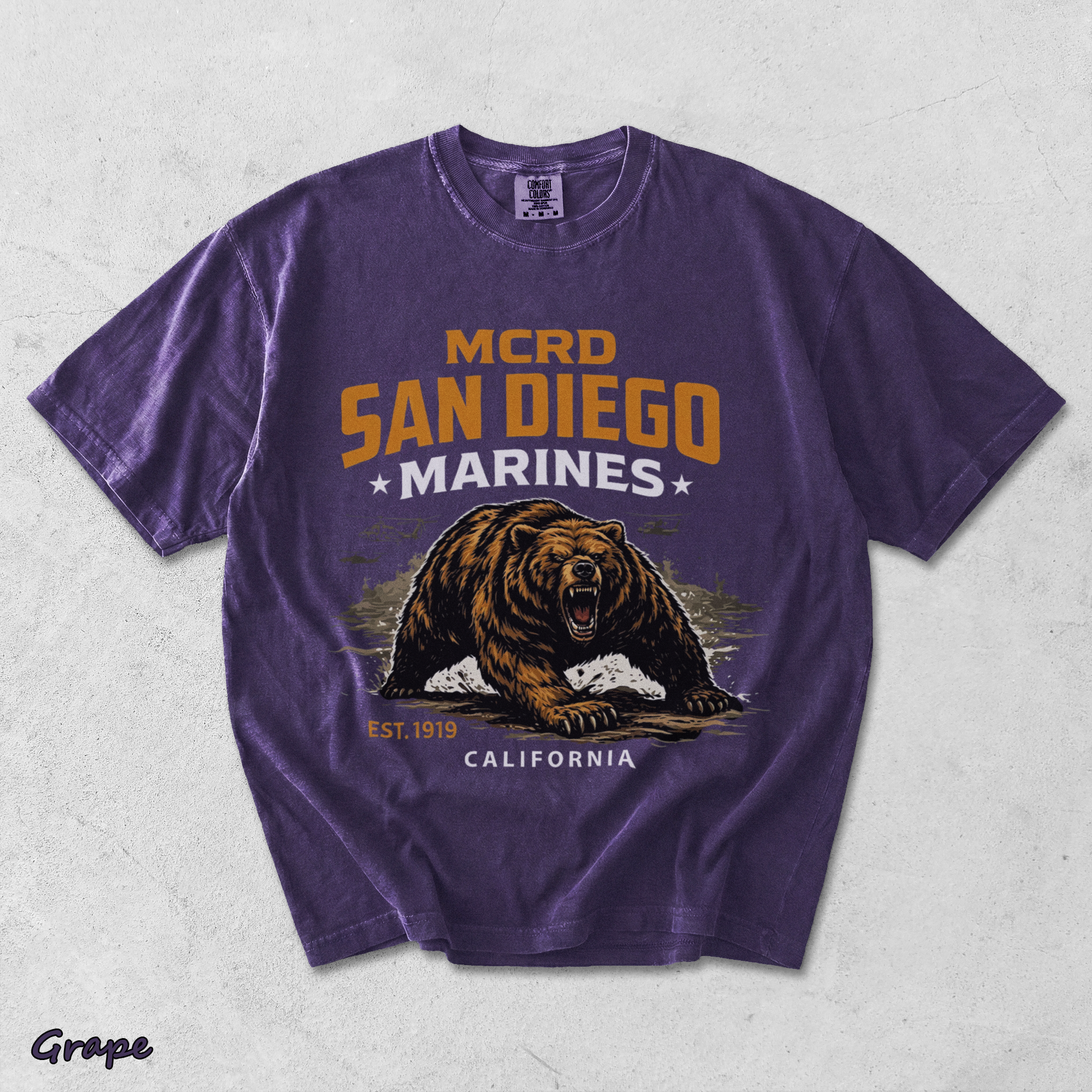 Howitzer MCRD San Diego Marines Growling Bear - Grape mockup