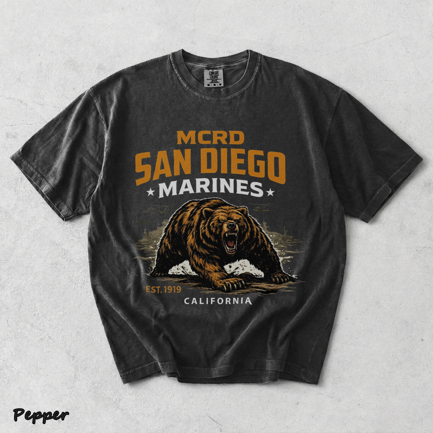 Howitzer MCRD San Diego Marines Growling Bear - Pepper mockup