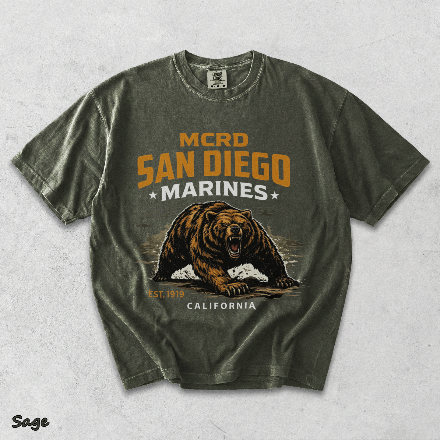 Howitzer MCRD San Diego Marines Growling Bear - Sage mockup