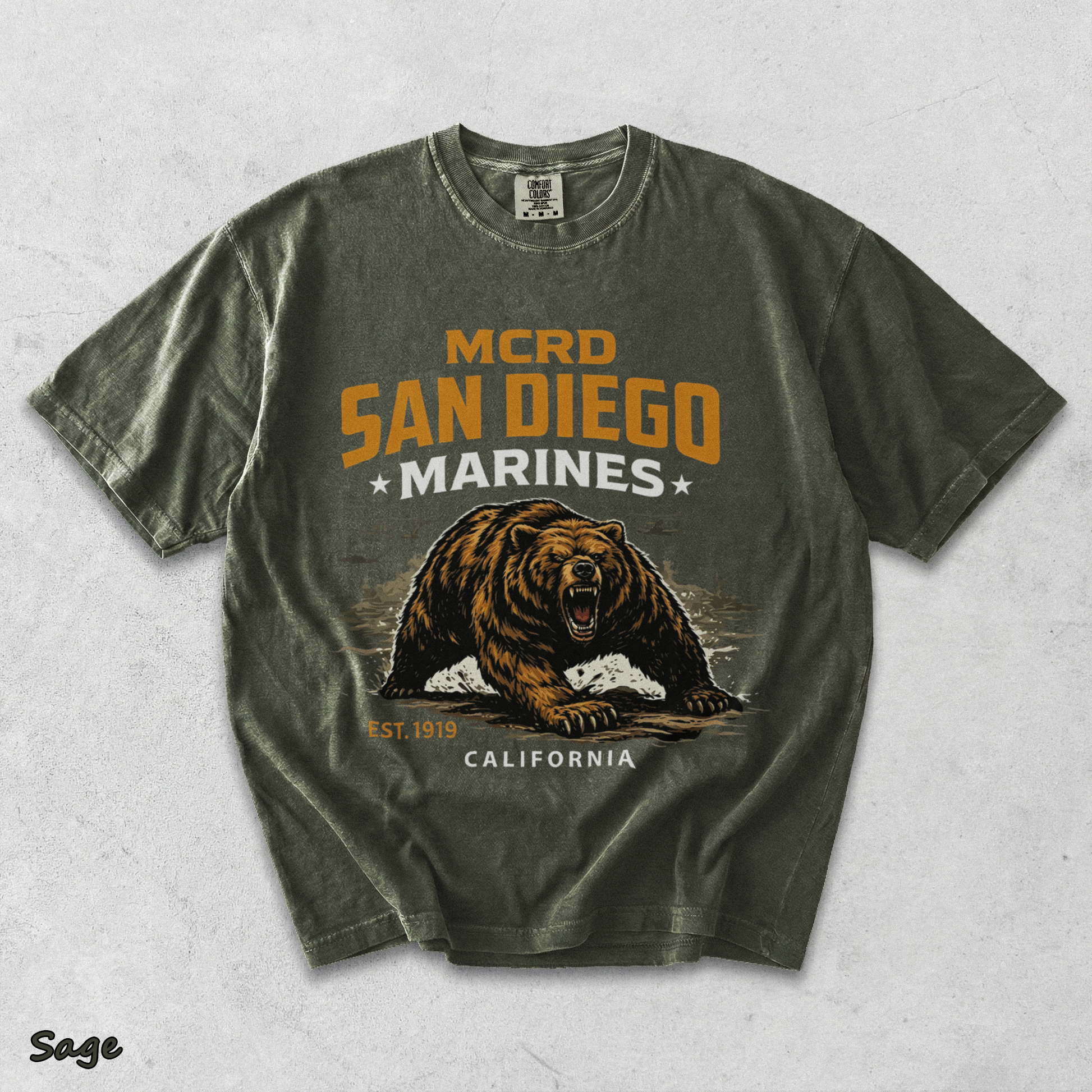 Howitzer MCRD San Diego Marines Growling Bear - Sage mockup