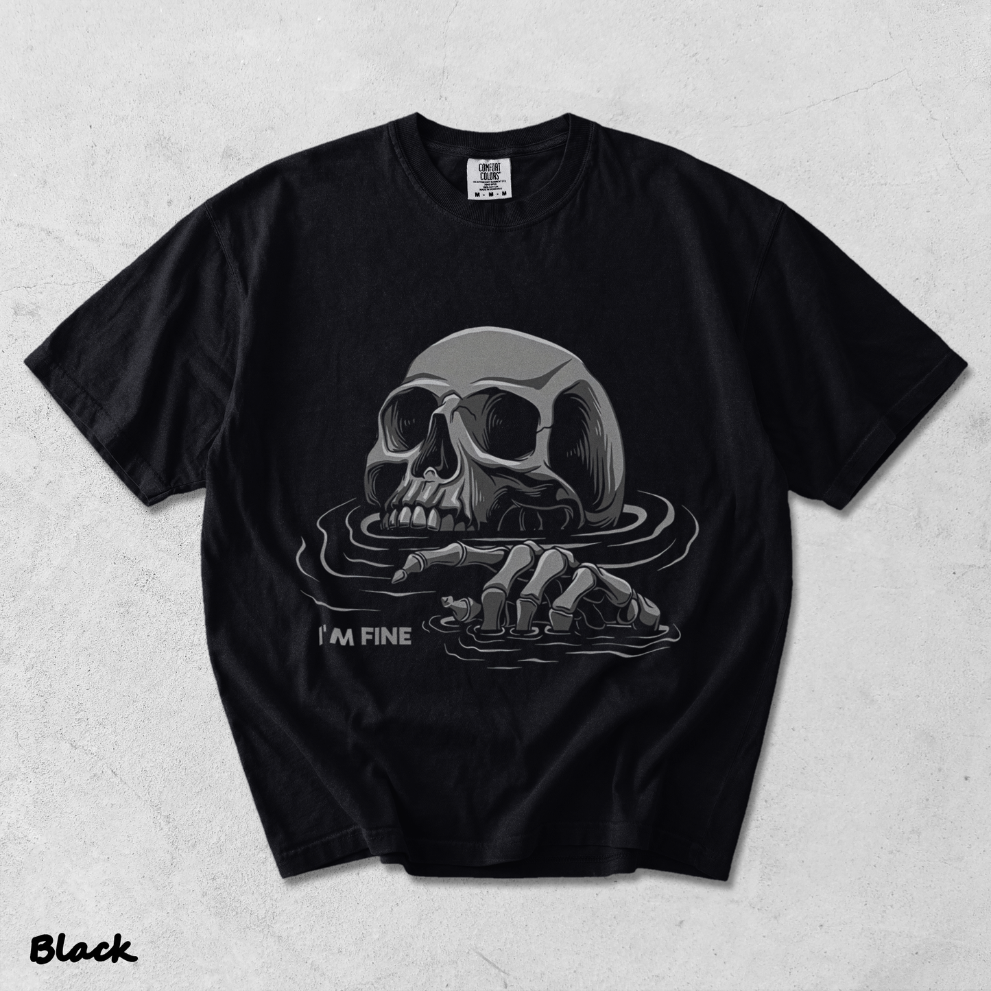 I'M FINE Drowning Skull - Black mockup