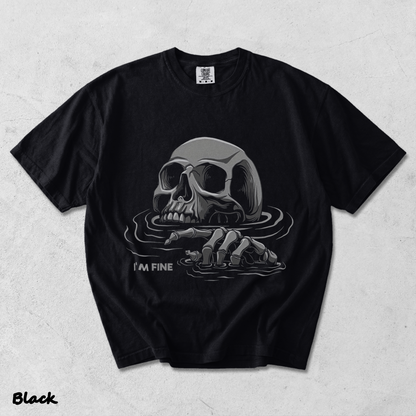 I'M FINE Drowning Skull - Black mockup