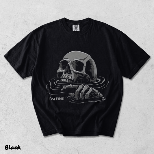 I'M FINE Drowning Skull - Black mockup