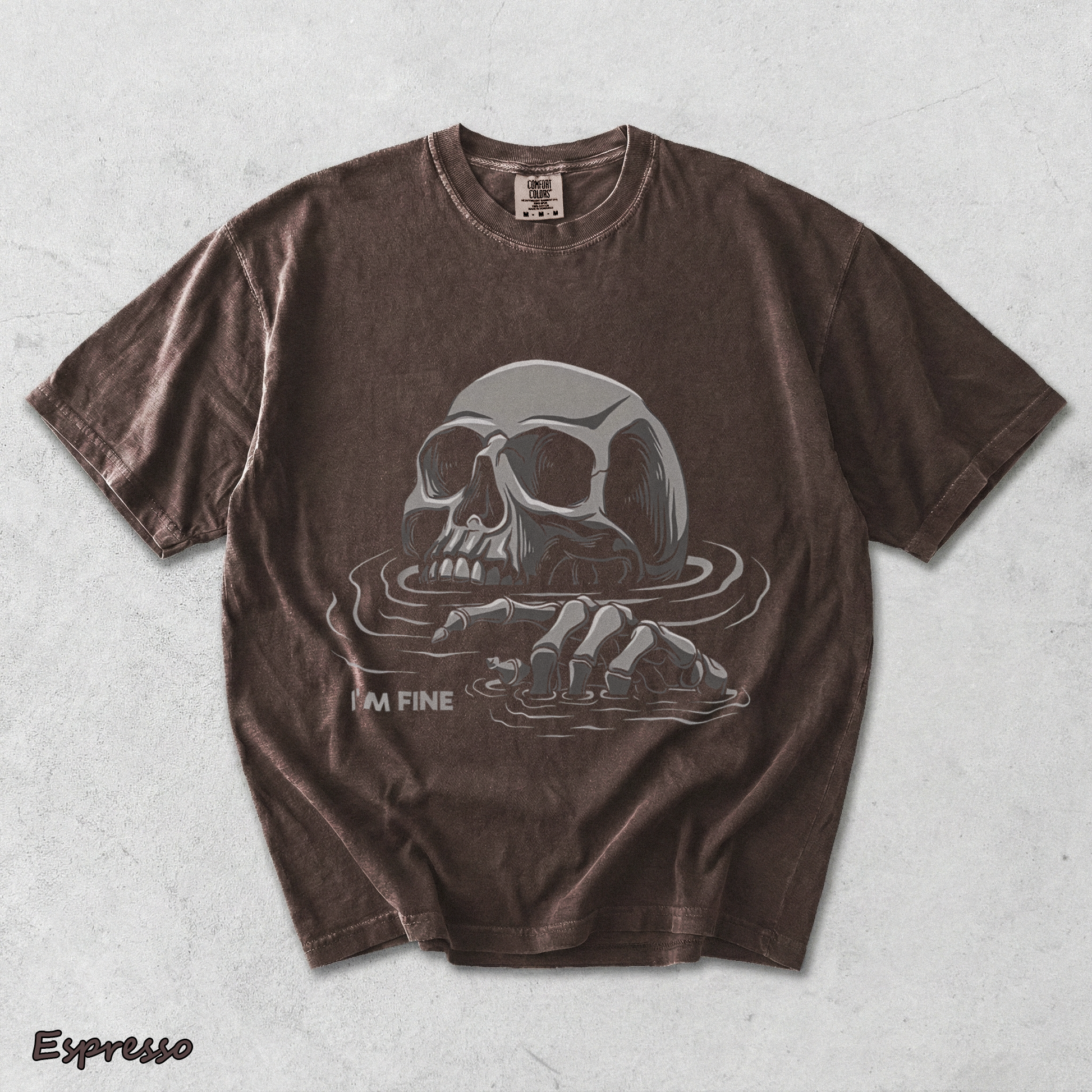 I'M FINE Drowning Skull - Espresso mockup