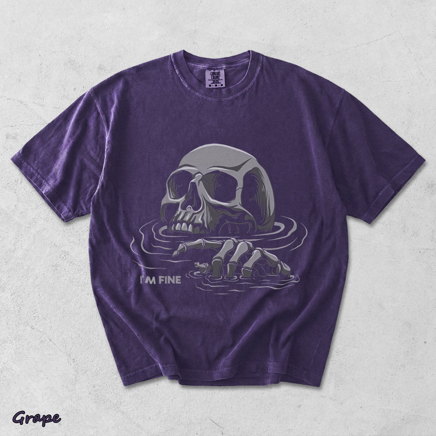 I'M FINE Drowning Skull - Grape mockup