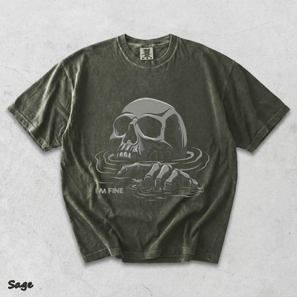 I'M FINE Drowning Skull - Sage mockup