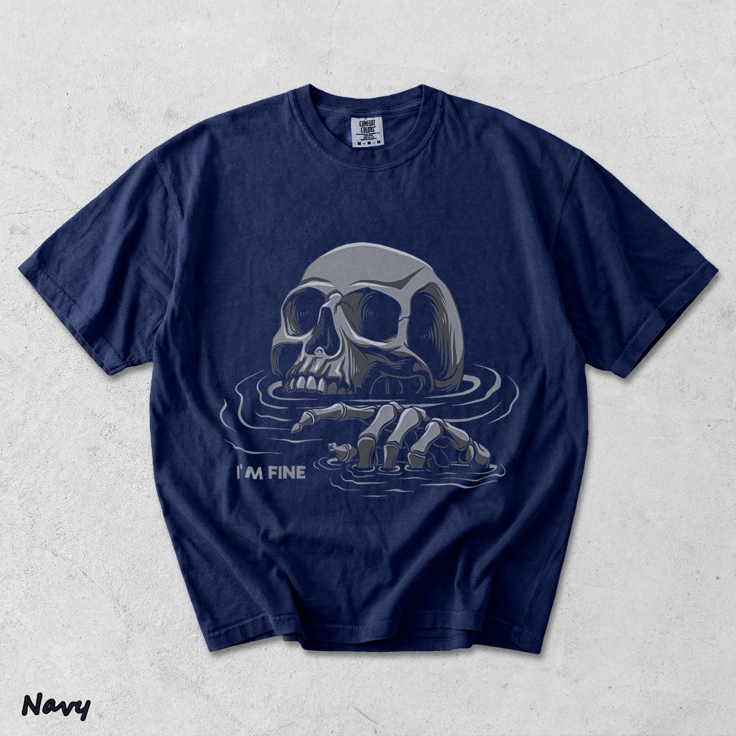 I'M FINE Drowning Skull - True Navy mockup