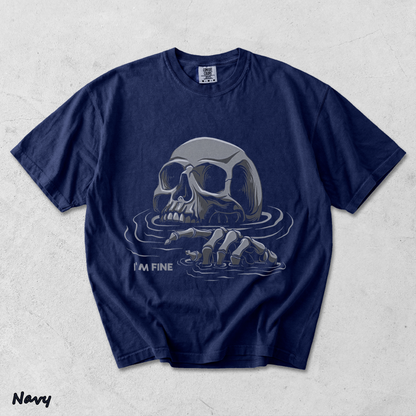 I'M FINE Drowning Skull - True Navy mockup