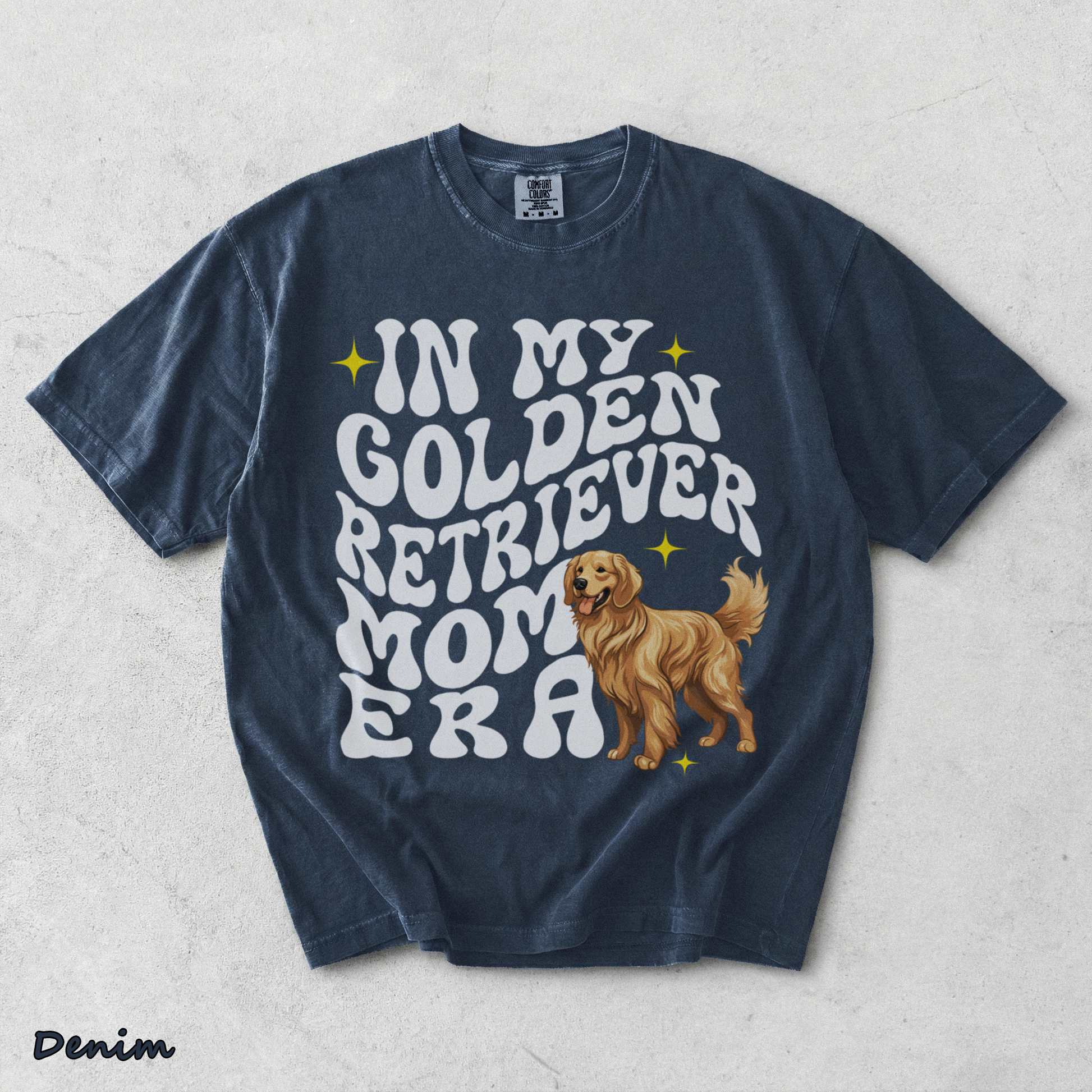 In My  Golden Retriever Dog Mom Era back black - Denim mockup
