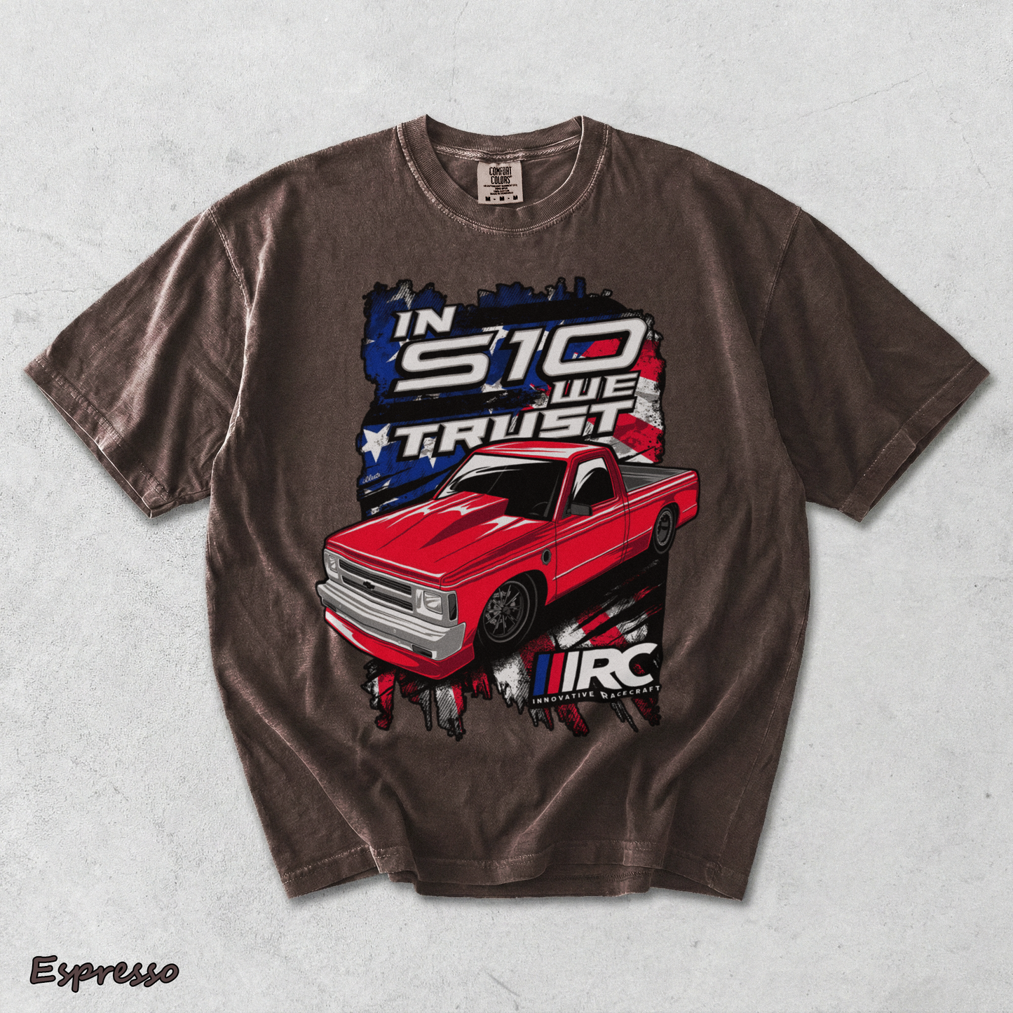 In S10 We Trust T-Shirt back red - Espresso mockup