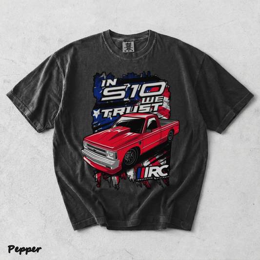 In S10 We Trust T-Shirt back red - Pepper mockup