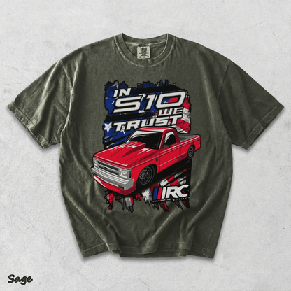 In S10 We Trust T-Shirt back red - Sage mockup