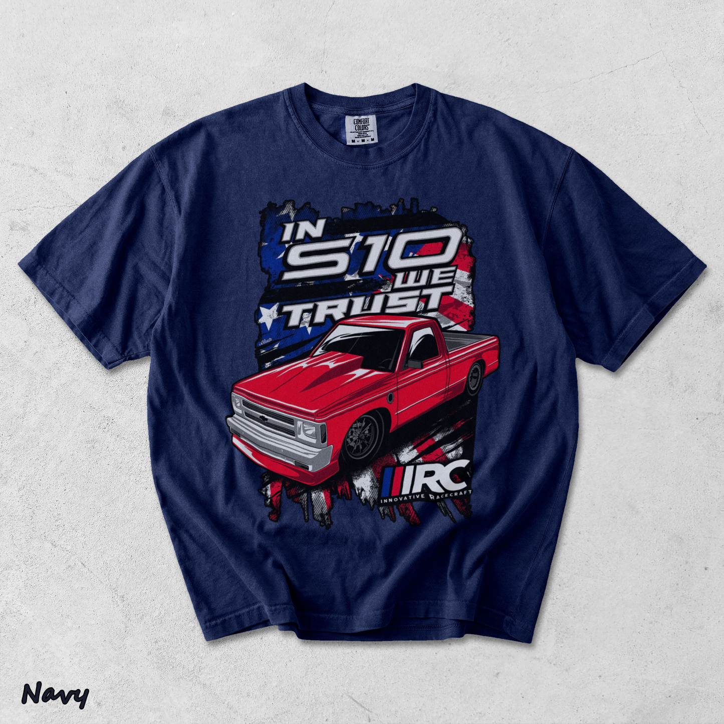 In S10 We Trust T-Shirt back red - True Navy mockup