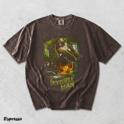 Invisible Man Experiment Splash Art Retro 90s Halloween Horror Graphic Shirt - Espresso mockup