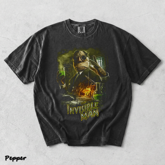 Invisible Man Experiment Splash Art Retro 90s Halloween Horror Graphic Shirt - Pepper mockup