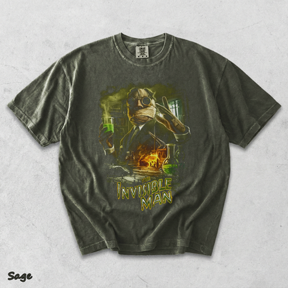 Invisible Man Experiment Splash Art Retro 90s Halloween Horror Graphic Shirt - Sage mockup