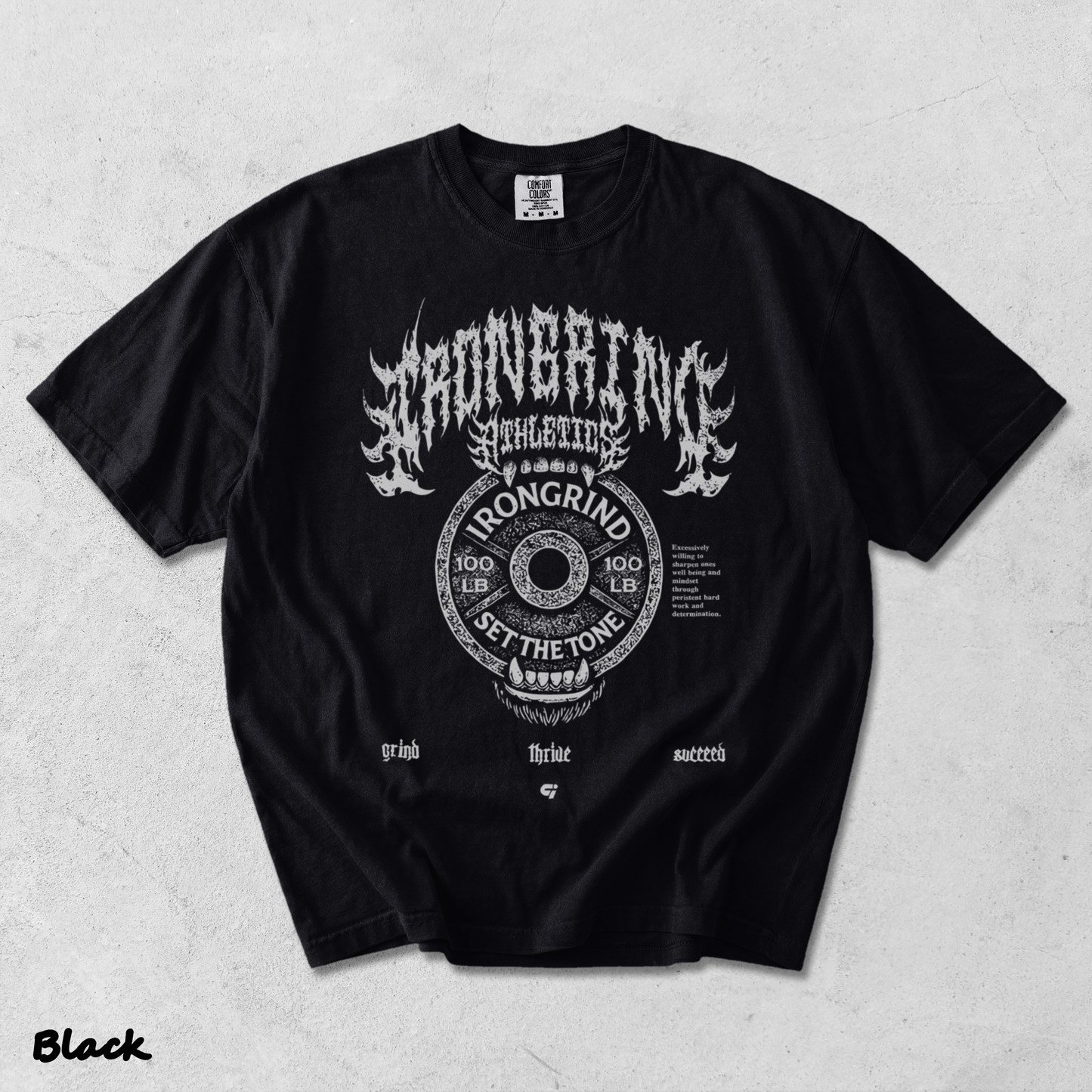 IronGrind Barbell Skull Washed Tee - Black mockup