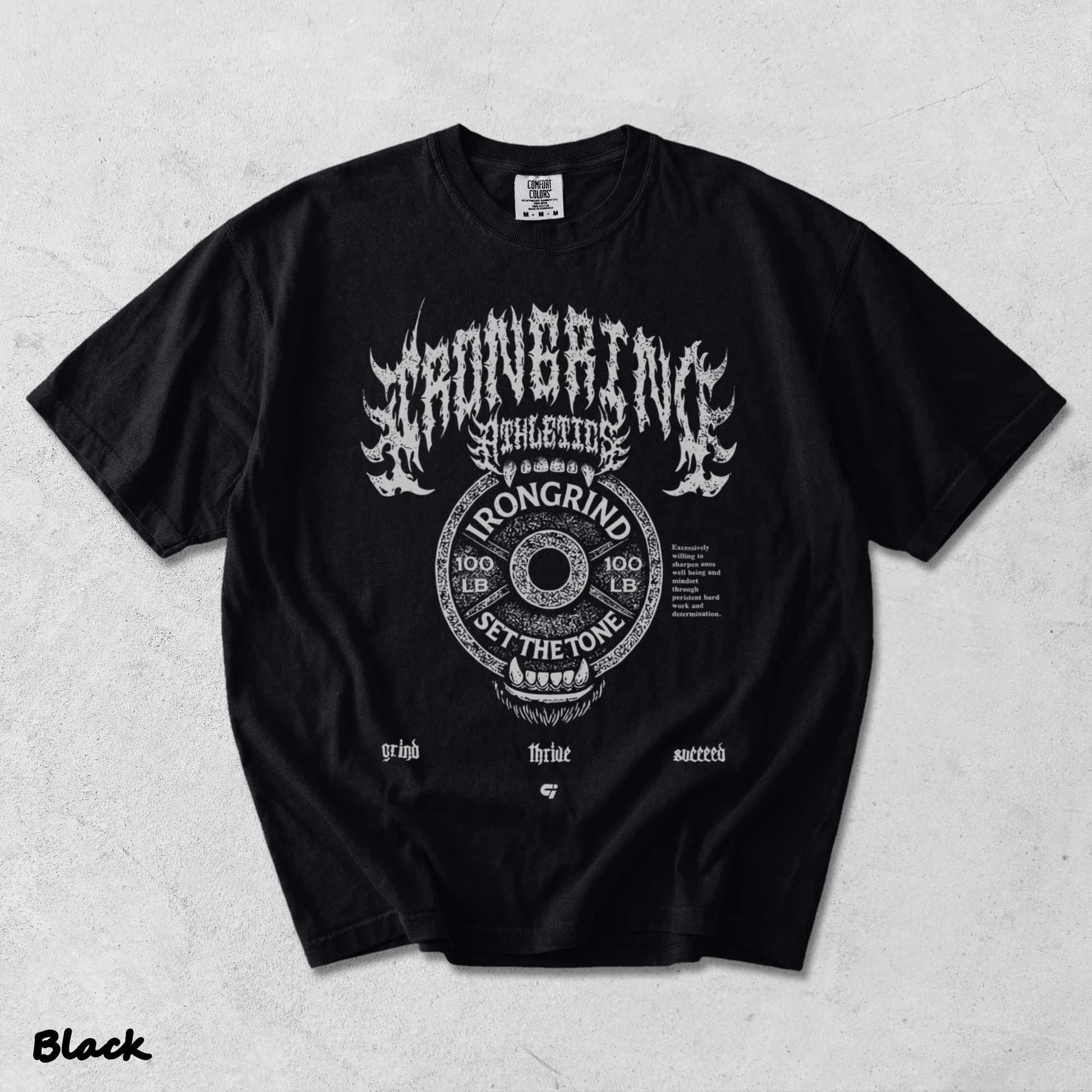 IronGrind Barbell Skull Washed Tee - Black mockup