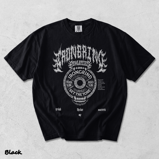 IronGrind Barbell Skull Washed Tee - Black mockup