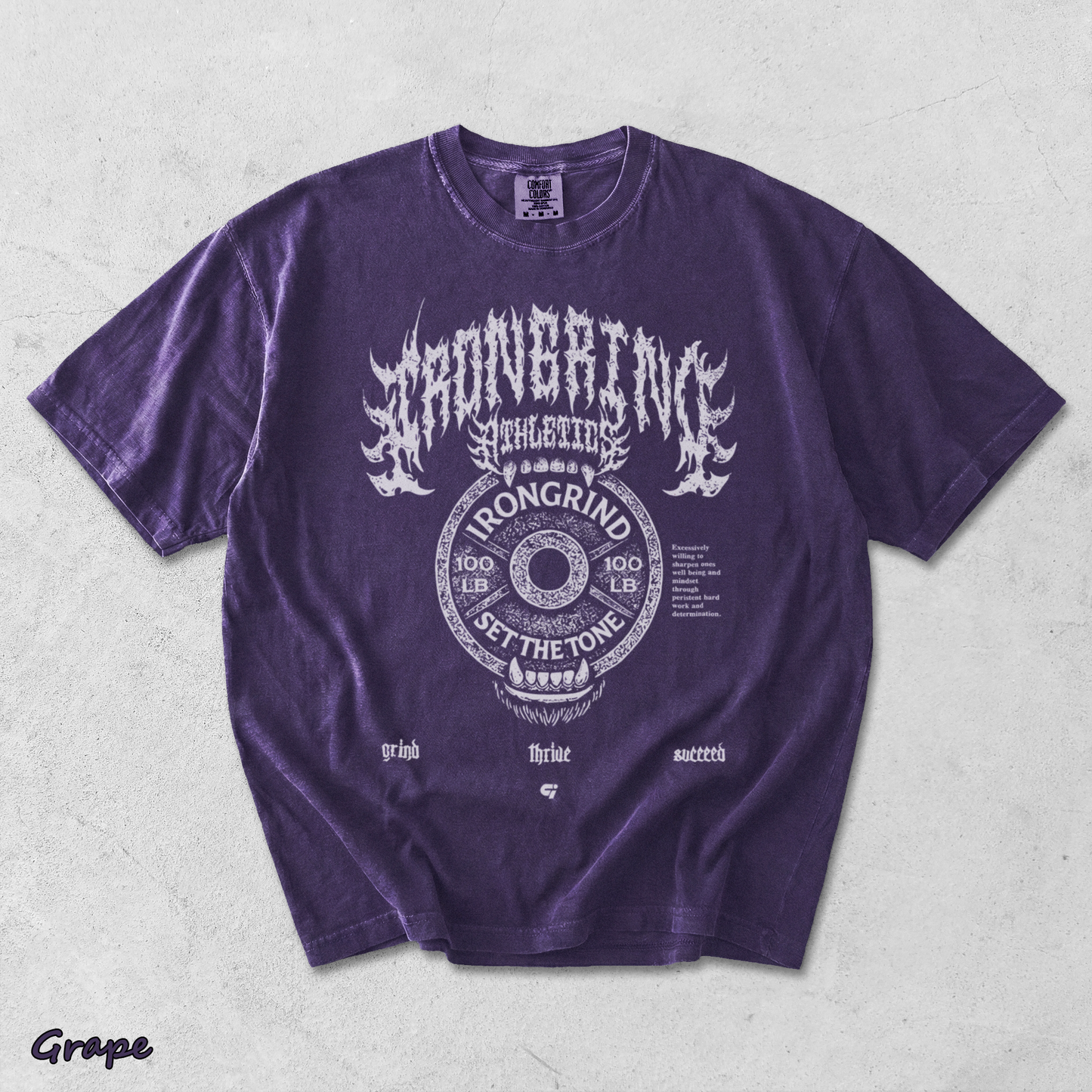 IronGrind Barbell Skull Washed Tee - Grape mockup