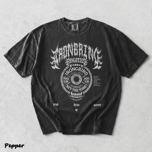 IronGrind Barbell Skull Washed Tee - Pepper mockup