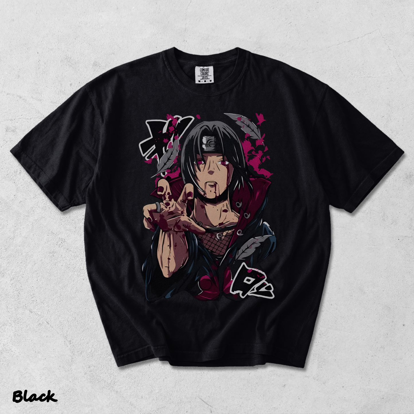 Itachi Uchiha T-Shirt Jiraiya Anime Manga Style Shirt All Size - Black mockup