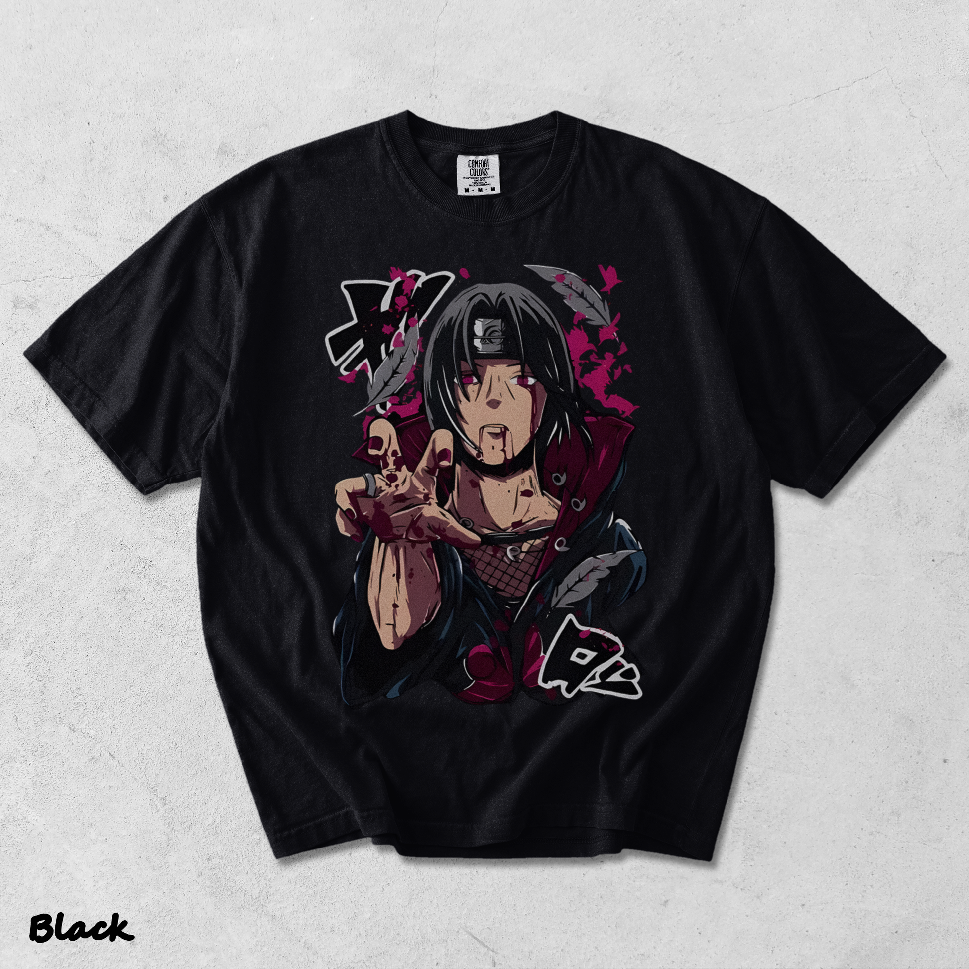 Itachi Uchiha T-Shirt Jiraiya Anime Manga Style Shirt All Size - Black mockup