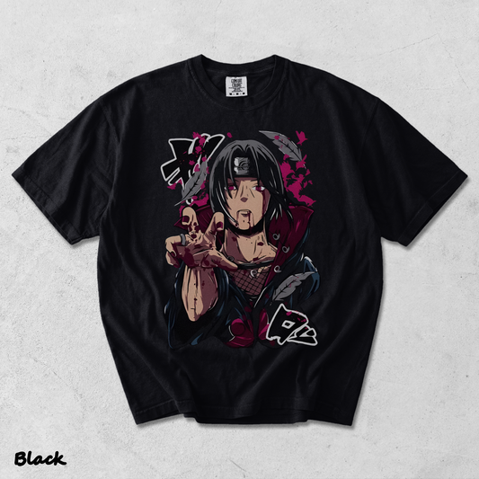 Itachi Uchiha T-Shirt Jiraiya Anime Manga Style Shirt All Size - Black mockup
