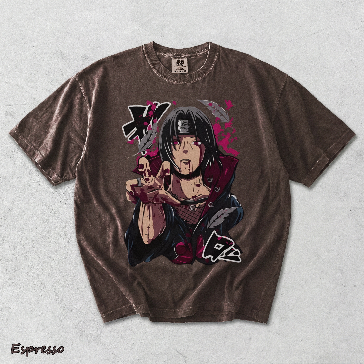 Itachi Uchiha T-Shirt Jiraiya Anime Manga Style Shirt All Size - Espresso mockup