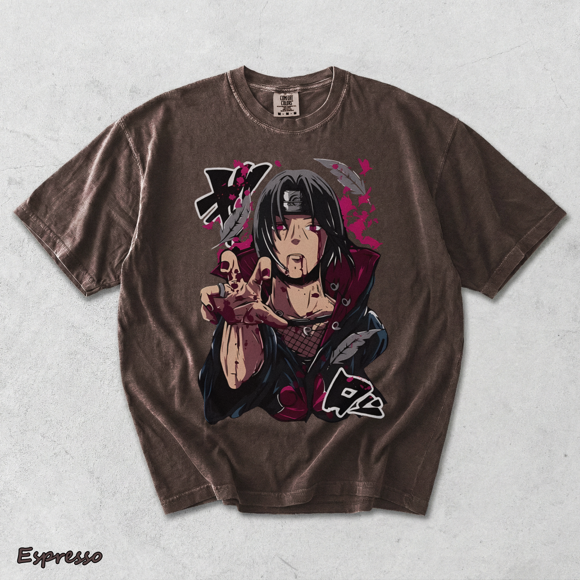 Itachi Uchiha T-Shirt Jiraiya Anime Manga Style Shirt All Size - Espresso mockup